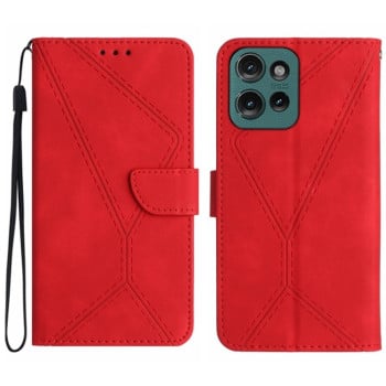 Чехол-книжка Stitching Embossed Leather для Motorola Moto G75 5G - красный