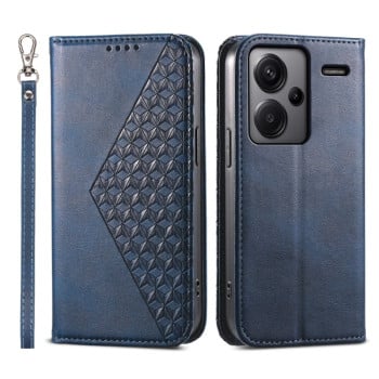 Чохол-книжка Cubic Grid Calf Texture для Xiaomi Redmi Note 13 Pro+ 5G - синій