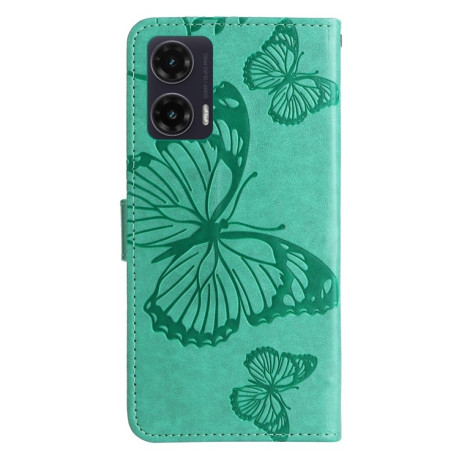 Чехол-книжка Embossed Butterfly для Motorola Moto G35 - зеленый