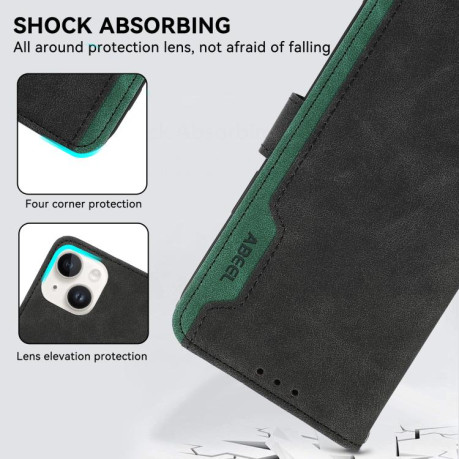 Чехол-книжка ABEEL Color Block Magnetic RFID Leather на iPhone 16e - черный