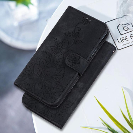 Чехол-книжка Lily Embossed Leather для Motorola Moto G05 / E15 - черный