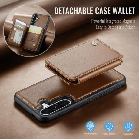 Чехол JEEHOOD J05 Business Magnetic Style RFID Leather для Samsung Galaxy A36 - коричневый