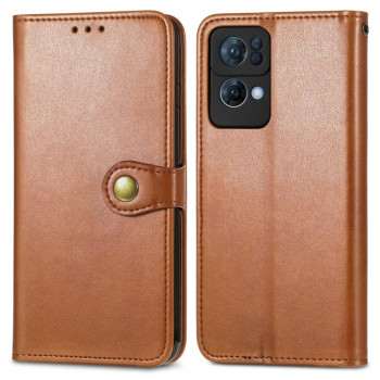 Чохол- книжка Solid Color Leather Buckle OPPO Reno7 Pro 5G - коричньовий