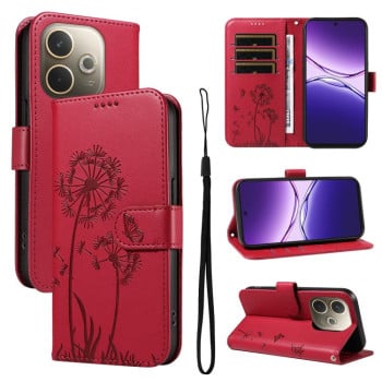 Чехол-книжка Dandelion Embossed Pattern Flip Leather для OPPO A5 Pro 5G Global - красный