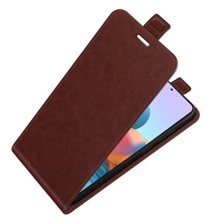 Кожаный флип чехол Colorful Vertical Flip Magnetic Button на  Xiaomi Redmi Note 10 Pro / Note 10 Pro Max - коричневый