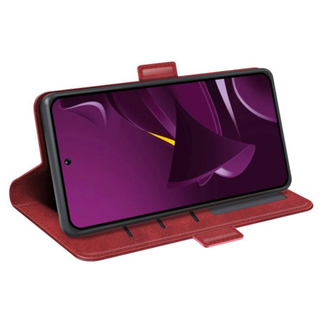 Чехол-книжка Dual-side Magnetic Buckle для Xiaomi Poco M7 Pro 5G - красный