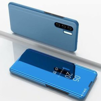 Чехол книжка Clear View на Samsung Galaxy Note 10 +Plus Electroplating Mirror-небесно- голубой