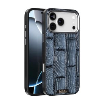 Ультратонкий чехол ABEEL Beast Pattern 6D Micro-Embossed MagSafe Genuine Leather на iPhone 17 Pro - синий