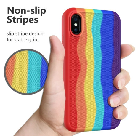 Противоударный чехол Rainbow Silicone для iPhone XR - радужно-зеленый