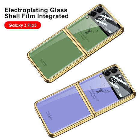 Противоударный чехол GKK Solid Color Plating для Samsung Galaxy Z Flip3 5G - темно-зеленый