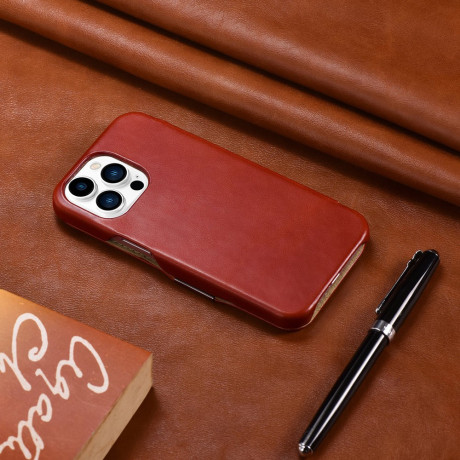 Кожаный чехол-книжка iCarer Metal Clip Vintage для iPhone 13 Pro - красный