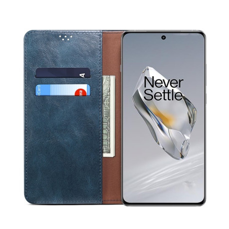 Чехол-книжка Simple Wax Crazy Horse для OnePlus 12 - синий