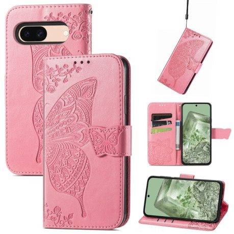 Чохол-книжка Butterfly Love Flower Embossed для Google Pixel 8a - рожевий