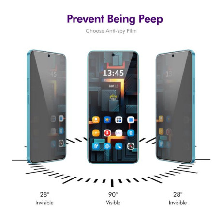 Захисне Скло ENKAY Easy Install Anti-peeping Privacy для Xiaomi Poco M7 Pro 5G - чорне