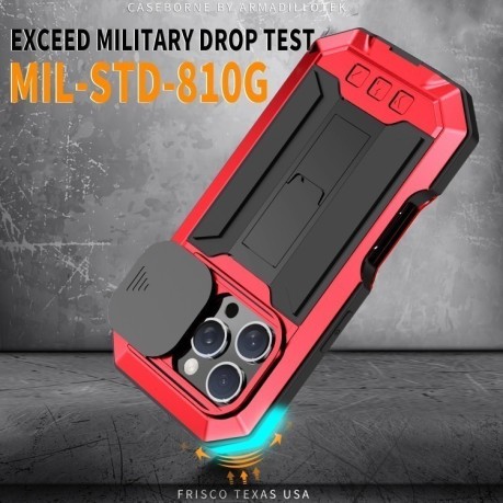 Противоударный чехол R-JUST Sliding для iPhone 16 Pro Max - красный