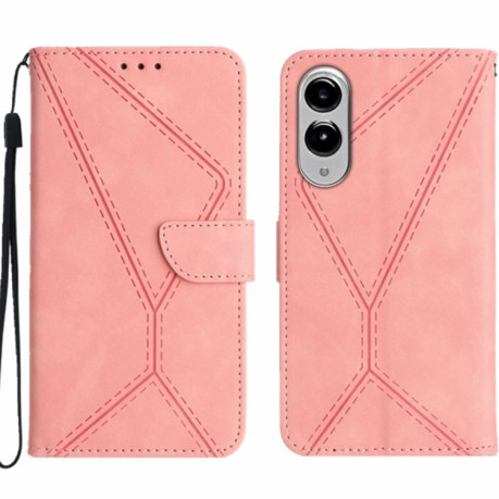 Чехол-книжка Stitching Embossed Leather для Samsung Galaxy S25 Edge 5G - розовый
