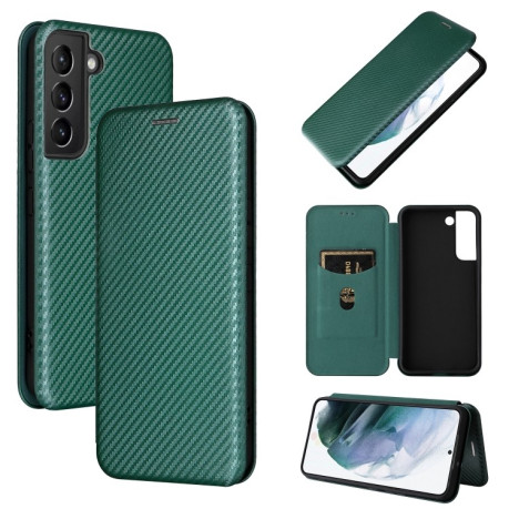 Чехол-книжка Carbon Fiber Texture на Samsung Galaxy S22 - зеленый