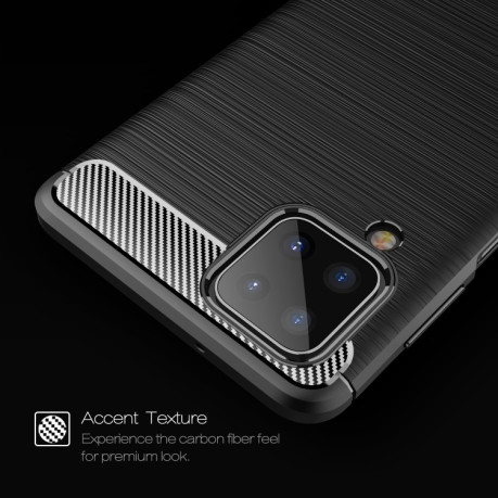 Чехол Brushed Texture Carbon Fiber на Samsung Galaxy A12 - черный