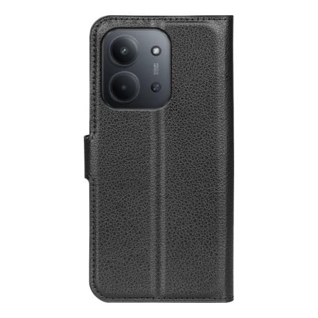Чехол-книжка с фактурой Litchi и магнитным хлястиком на Xiaomi Redmi 15C 5G / 4G EU 173mm - черный
