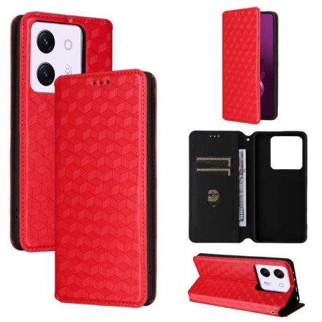 Чохол-книжка Cubic Grid Flip Leather для Xiaomi Poco M7 Pro 5G - червоний