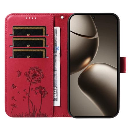 Чехол-книжка Dandelion Embossed Pattern Flip Leather на Xiaomi 15T Pro 5G - красный