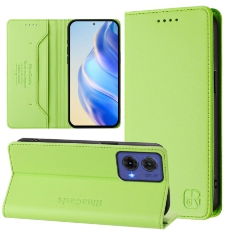Чехол-книжка RC01 Dual-Folded Magnetic Suction RFID Leather на Motorola Moto G85 - зеленый