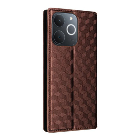 Чехол-книжка Cubic Grid с фактурой Calf для Realme Note 70T 4G / 70 4G — коричневый