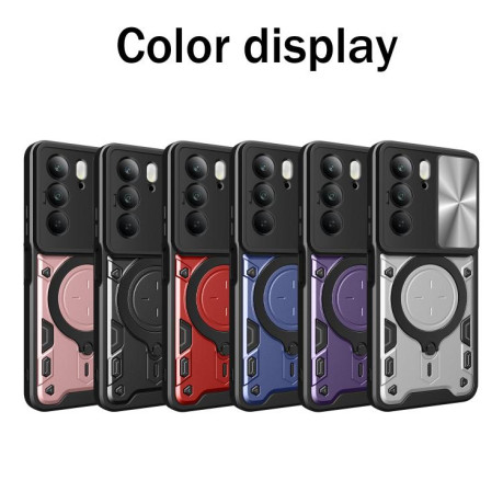 Протиударний чохол CD Texture Sliding Camshield Magnetic Holder для Realme C75 4G / 14x 5G Global - червоний