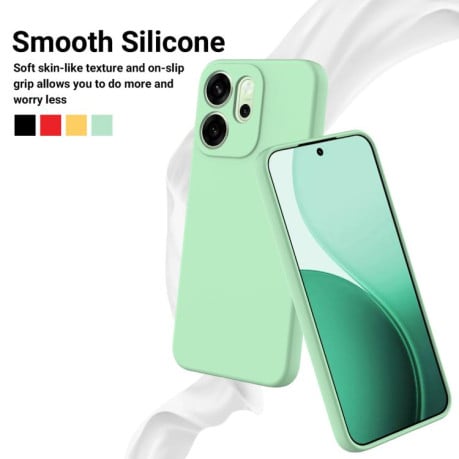 Силиконовый чехол Solid Color Liquid Silicone на OPPO Reno14 F 5G Global - зеленый