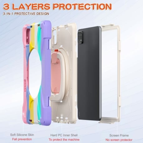 Чохол Silicone Hybrid PC Tablet Case with Holder &amp; Shoulder Strap для Xiaomi Pad 6/6 Pro - Pink
