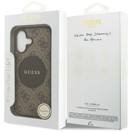 Оригинальный чехол Guess 4G Circle Classic Logo с MagSafe на iPhone 17 - brown
