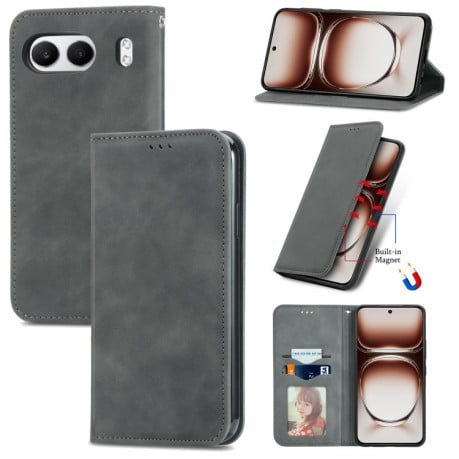 Чехол-книжка Retro Skin Feel Business Magnetic на OnePlus Nord 4 - серый