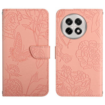 Чехол-книжка Butterfly Peony Embossed для OnePlus 13 - розовый