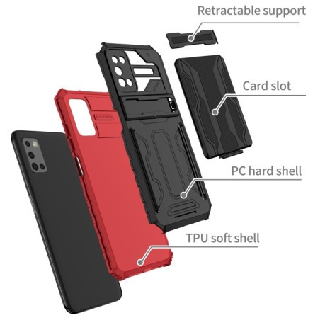 Противоударный чехол Armor Card для Samsung Galaxy A03s - красный