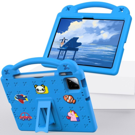 Противоударный чехол EVA Handle Kickstand Children для Xiaomi Pad 7 / 7 Pro 2024 - голубой