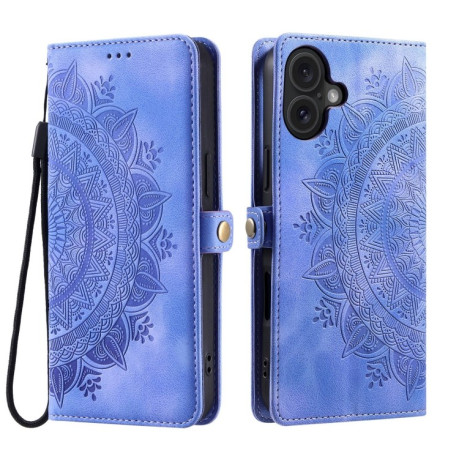 Чехол-книжка Totem Embossed Magnetic Leather для iPhone 16 - фиолетовый