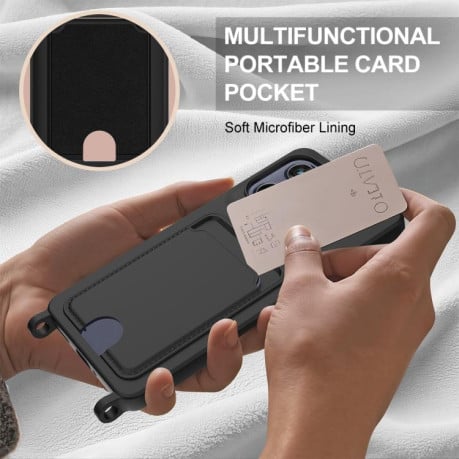 Силиконовый чехол Integrated Card Bag Solid Color Liquid Silicone на Motorola Edge 50 Neo / 60 Neo — чёрный