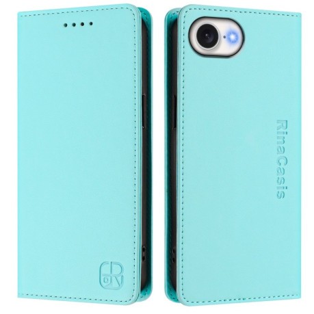 Чехол-книжка RC01 Dual-Folded Magnetic Suction RFID Leather на iPhone 16e - зеленый