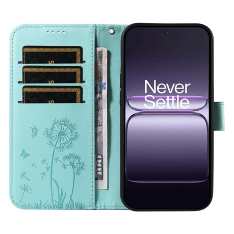Чехол-книжка с тиснением Dandelion и магнитным хлястиком на OnePlus Nord CE5 5G Global - зеленый