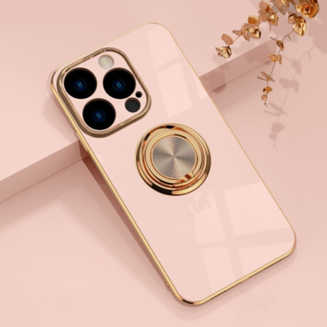 Протиударний чохол 6D Electroplating Full Coverage with Magnetic Ring для iPhone 14 Pro - рожевий
