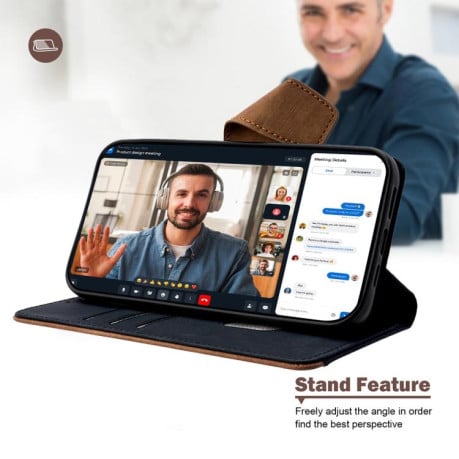 Чохол-книжка Color Stitching Skin Feel із захистом від сканування RFID та магнітним хлястиком на OPPO A5x 5G - чорний