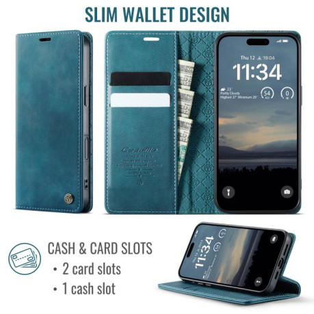 Чохол-книжка CaseMe 033 з фактурою Calf і захистом від сканування RFID для iPhone 17 Pro Max — зелений