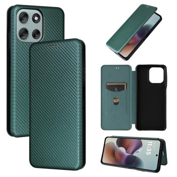 Чохол-книжка Carbon Fiber Texture на Motorola Moto G56 - зелений