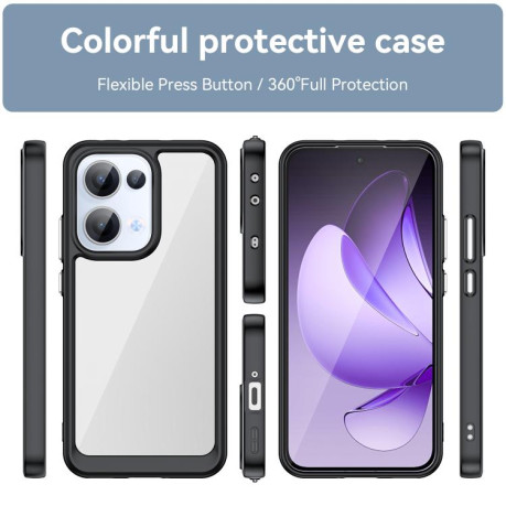 Противоударный чехол  Colorful Acrylic Series с цветной силиконовой боковиной на OPPO Reno13 Global - черный