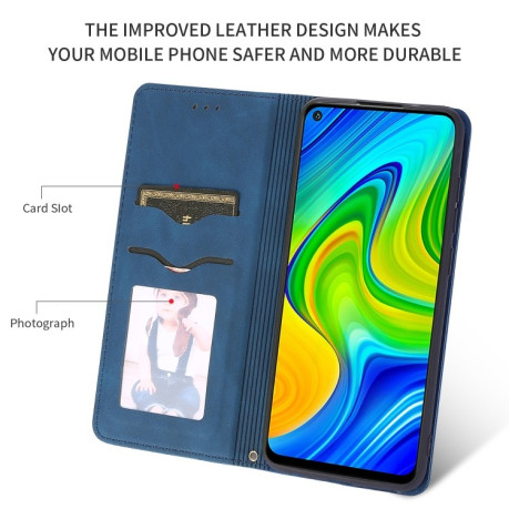 Чохол-книжка Retro Skin Feel Business Magnetic на Redmi 10X / Note 9 - синій