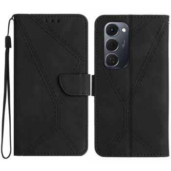 Чехол-книжка Stitching Embossed Leather на Tecno Spark 40 Pro+ 4G — чёрный