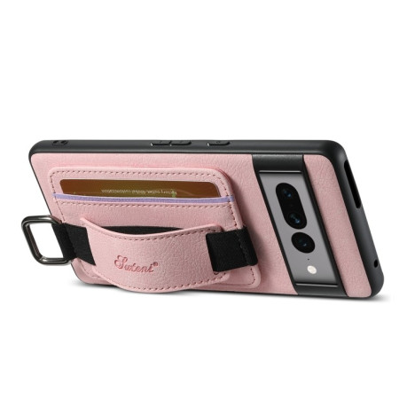 Противоударный чехол Suteni H13 Card Wallet для Google Pixel 8a - розовый