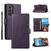 Чехол-книжка противоударная PU Genuine Leather Texture Embossed Line для Samsung Galaxy A35 - фиолетовый