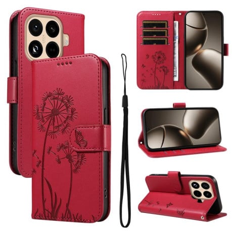 Чехол-книжка Dandelion Embossed Pattern Flip Leather на Xiaomi 15T Pro 5G - красный