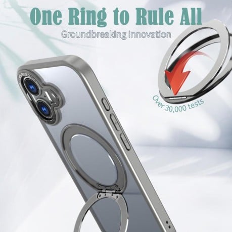 Чехол kalebol с MagSafe и подставкой 360 Metal Ring Holder на iPhone 17 - Gray